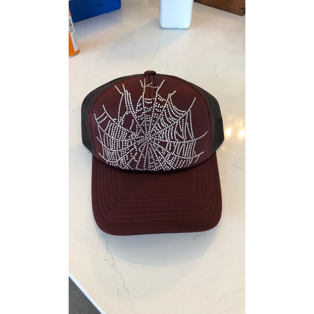 Sp5der SP5 snapback trucker hat burgundy web